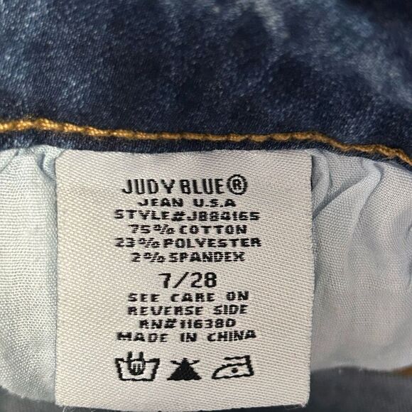 Judy Blue Mid Rise Skinny Fit Size 7/28 JB84165 Med Blue Pin Stripe Jeans - Picture 9 of 15